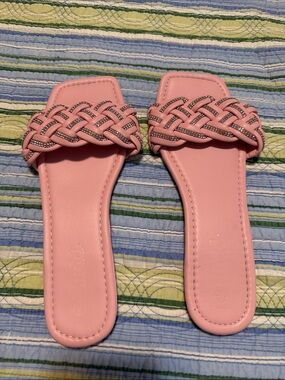 Mudd Pink Braided Slide Sandals